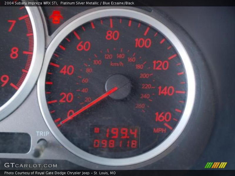 Platinum Silver Metallic / Blue Ecsaine/Black 2004 Subaru Impreza WRX STi