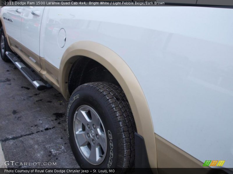 Bright White / Light Pebble Beige/Bark Brown 2011 Dodge Ram 1500 Laramie Quad Cab 4x4