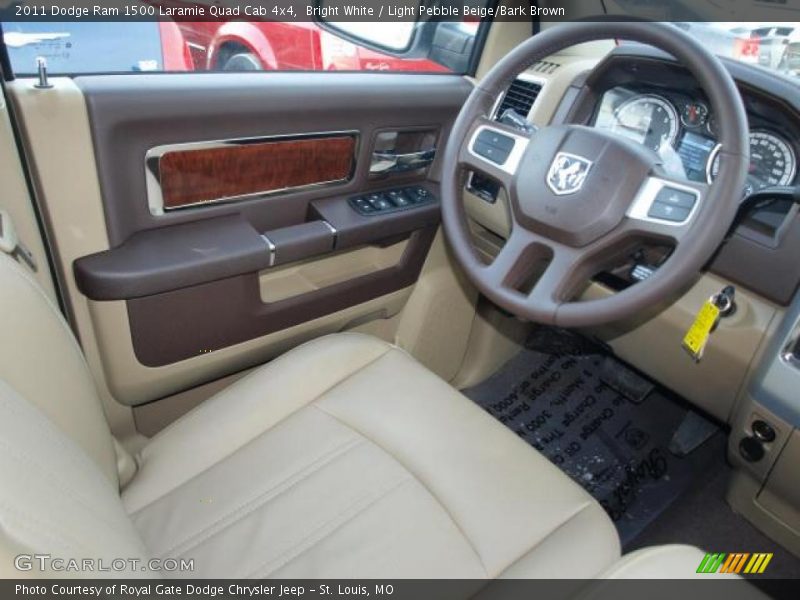 Bright White / Light Pebble Beige/Bark Brown 2011 Dodge Ram 1500 Laramie Quad Cab 4x4