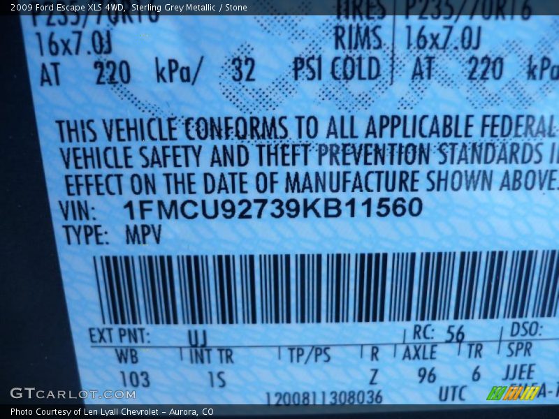 Sterling Grey Metallic / Stone 2009 Ford Escape XLS 4WD