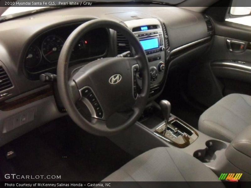 Pearl White / Gray 2010 Hyundai Santa Fe GLS