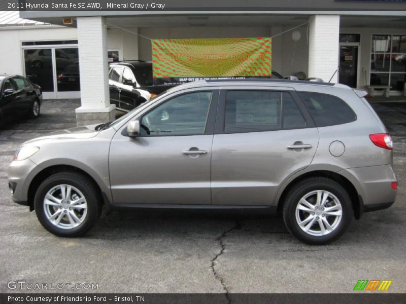 Mineral Gray / Gray 2011 Hyundai Santa Fe SE AWD