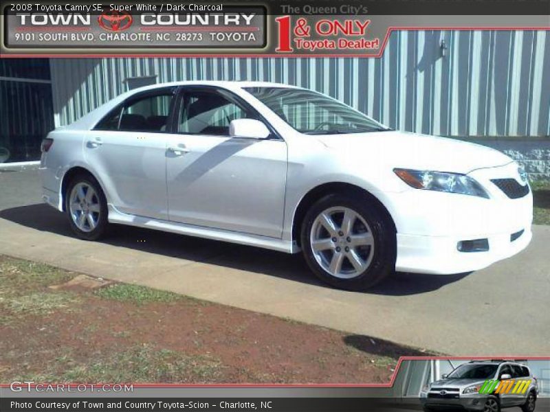 Super White / Dark Charcoal 2008 Toyota Camry SE