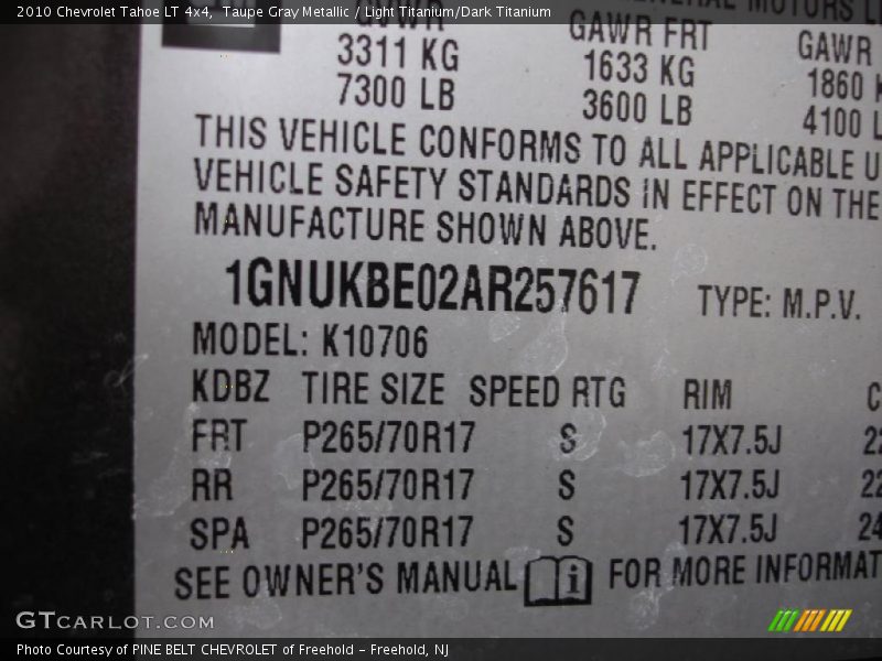Taupe Gray Metallic / Light Titanium/Dark Titanium 2010 Chevrolet Tahoe LT 4x4