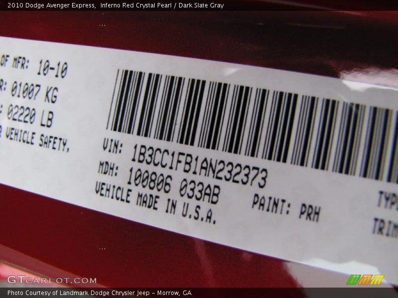 Inferno Red Crystal Pearl / Dark Slate Gray 2010 Dodge Avenger Express