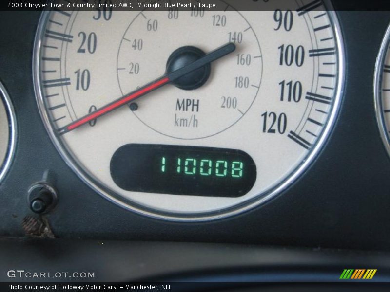 Midnight Blue Pearl / Taupe 2003 Chrysler Town & Country Limited AWD