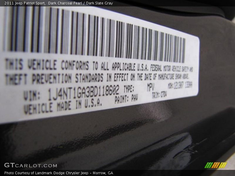 Dark Charcoal Pearl / Dark Slate Gray 2011 Jeep Patriot Sport