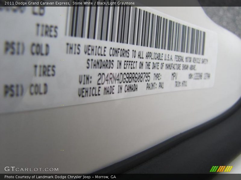 Stone White / Black/Light Graystone 2011 Dodge Grand Caravan Express