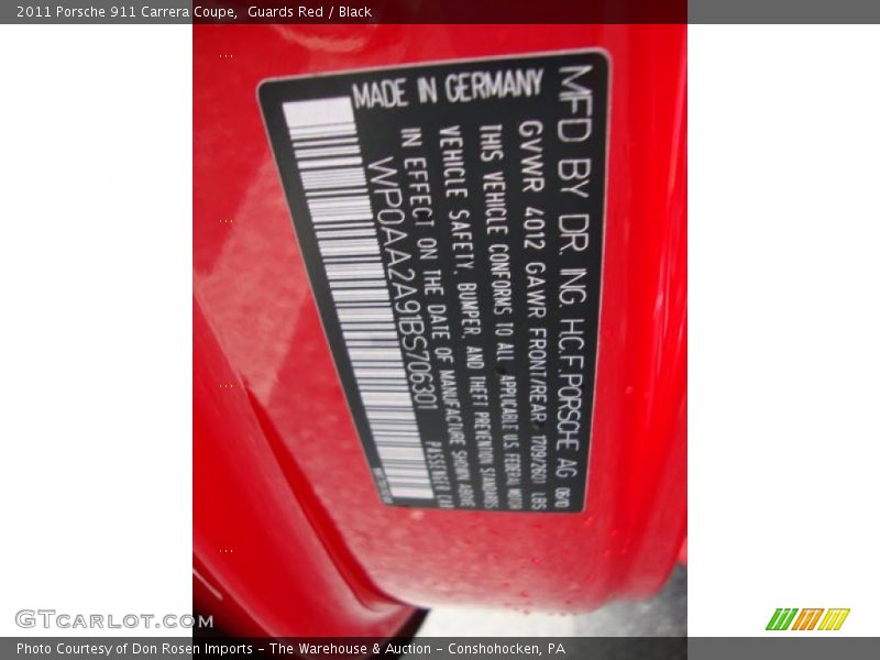 Guards Red / Black 2011 Porsche 911 Carrera Coupe