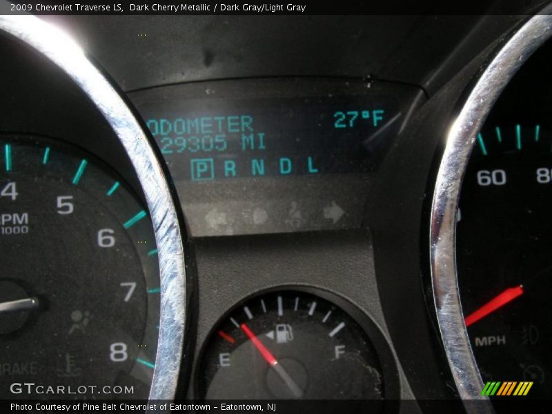 Dark Cherry Metallic / Dark Gray/Light Gray 2009 Chevrolet Traverse LS