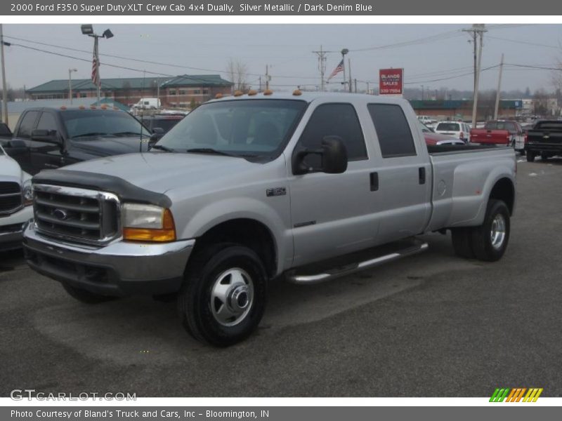 Silver Metallic / Dark Denim Blue 2000 Ford F350 Super Duty XLT Crew Cab 4x4 Dually
