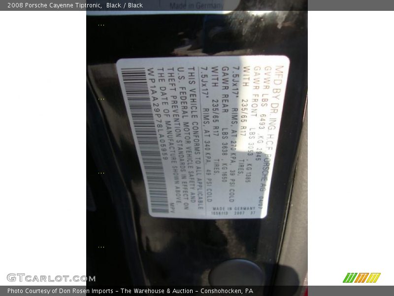 Black / Black 2008 Porsche Cayenne Tiptronic
