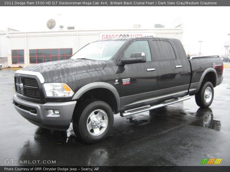 Brilliant Black Crystal Pearl / Dark Slate Gray/Medium Graystone 2011 Dodge Ram 3500 HD SLT Outdoorsman Mega Cab 4x4