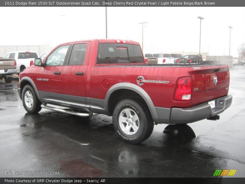 Deep Cherry Red Crystal Pearl / Light Pebble Beige/Bark Brown 2011 Dodge Ram 1500 SLT Outdoorsman Quad Cab