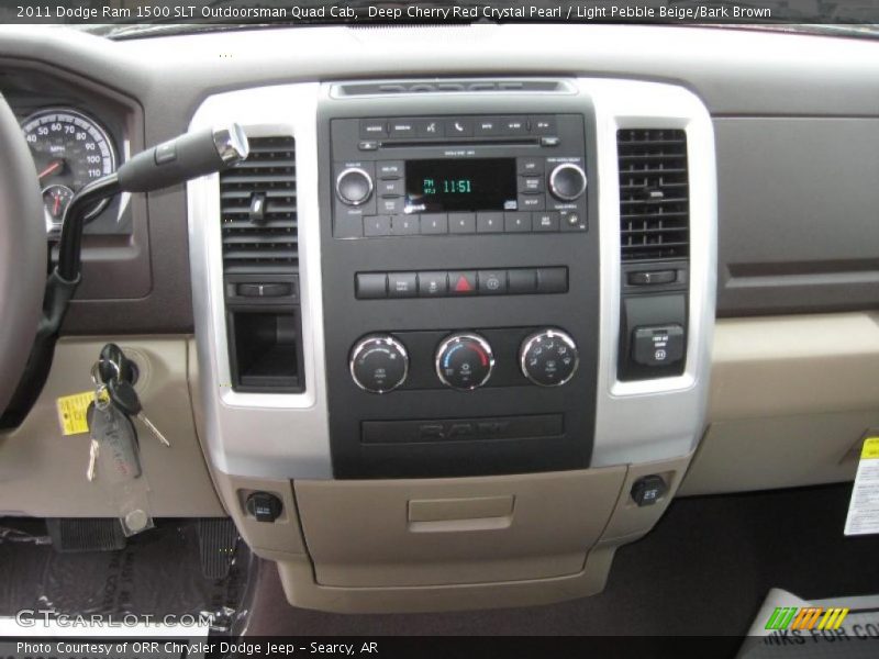 Deep Cherry Red Crystal Pearl / Light Pebble Beige/Bark Brown 2011 Dodge Ram 1500 SLT Outdoorsman Quad Cab