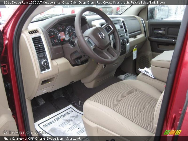 Deep Cherry Red Crystal Pearl / Light Pebble Beige/Bark Brown 2011 Dodge Ram 1500 SLT Outdoorsman Quad Cab