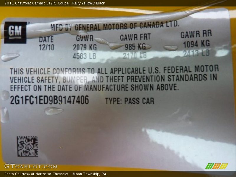Rally Yellow / Black 2011 Chevrolet Camaro LT/RS Coupe