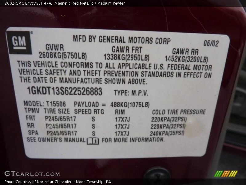 Magnetic Red Metallic / Medium Pewter 2002 GMC Envoy SLT 4x4
