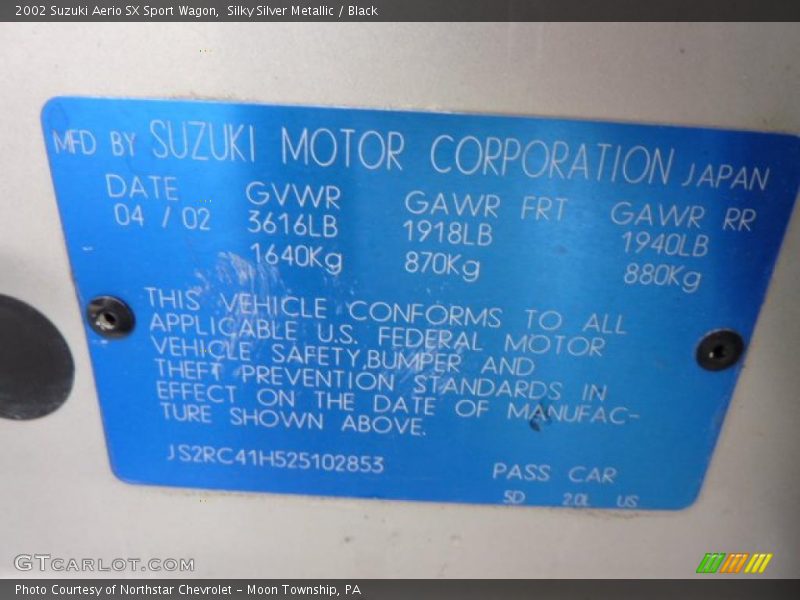 Silky Silver Metallic / Black 2002 Suzuki Aerio SX Sport Wagon