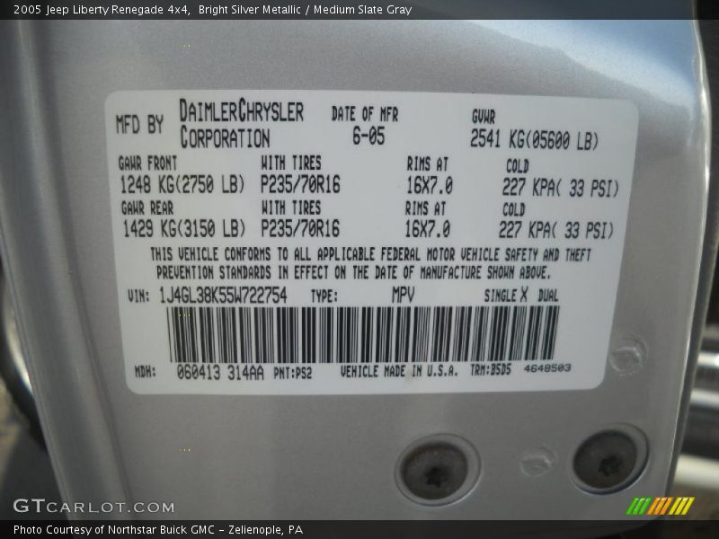 Bright Silver Metallic / Medium Slate Gray 2005 Jeep Liberty Renegade 4x4