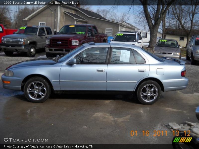 Ice Blue Pearl / Blue 1992 Toyota Camry LE Sedan