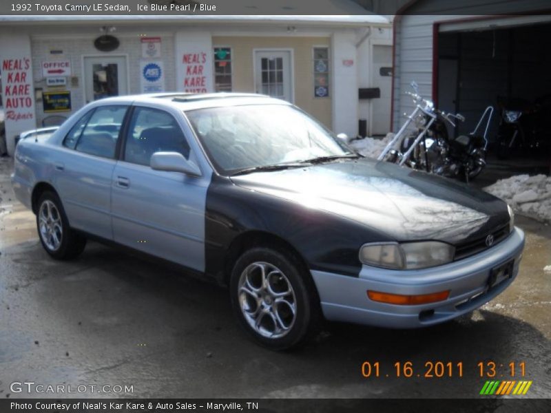 Ice Blue Pearl / Blue 1992 Toyota Camry LE Sedan