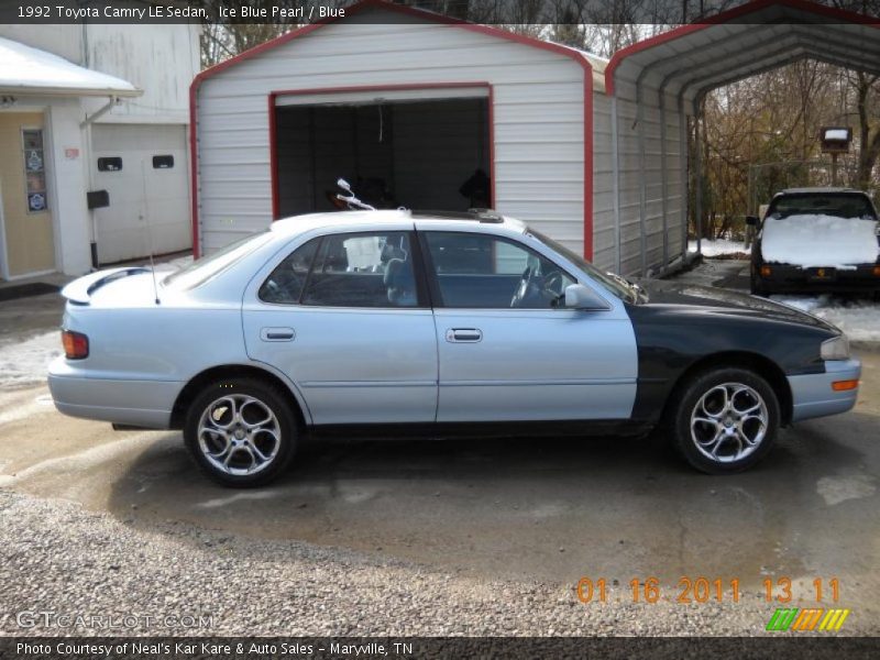 Ice Blue Pearl / Blue 1992 Toyota Camry LE Sedan