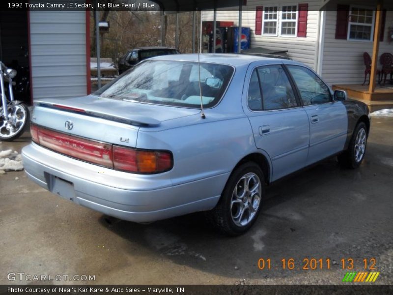 Ice Blue Pearl / Blue 1992 Toyota Camry LE Sedan