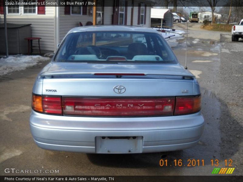 Ice Blue Pearl / Blue 1992 Toyota Camry LE Sedan