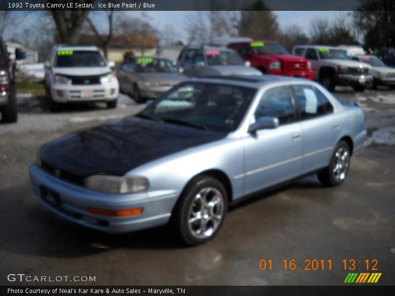 Ice Blue Pearl / Blue 1992 Toyota Camry LE Sedan