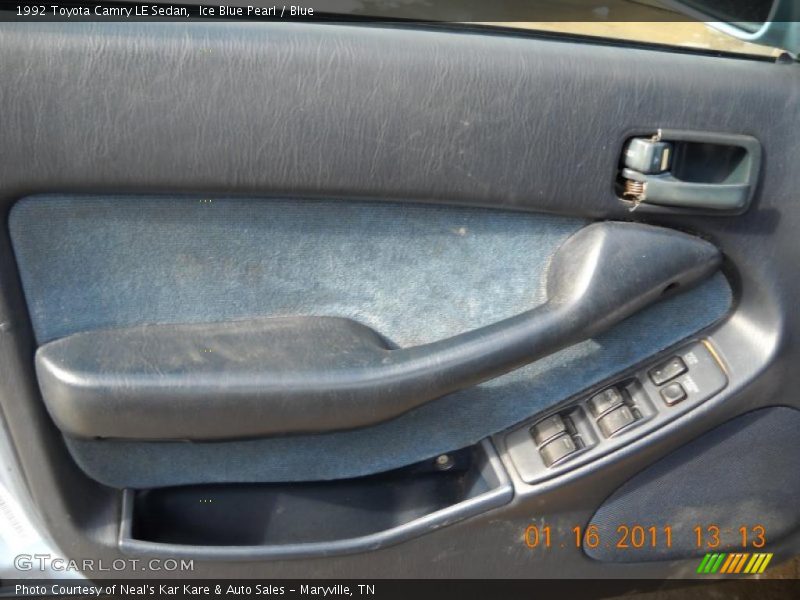Ice Blue Pearl / Blue 1992 Toyota Camry LE Sedan