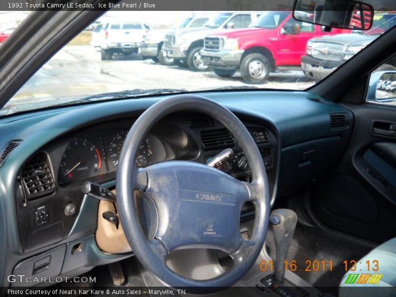 Ice Blue Pearl / Blue 1992 Toyota Camry LE Sedan