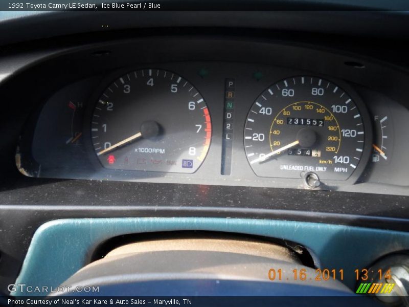 Ice Blue Pearl / Blue 1992 Toyota Camry LE Sedan