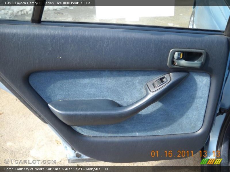 Ice Blue Pearl / Blue 1992 Toyota Camry LE Sedan