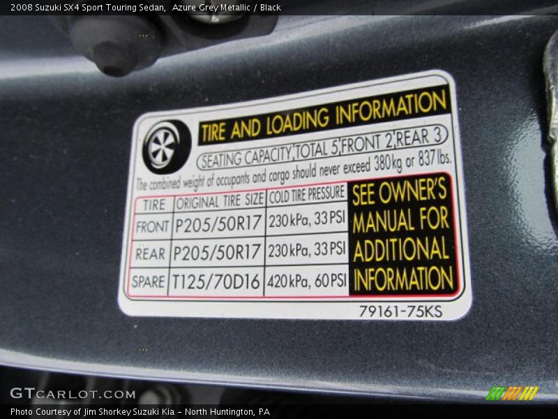 Azure Grey Metallic / Black 2008 Suzuki SX4 Sport Touring Sedan