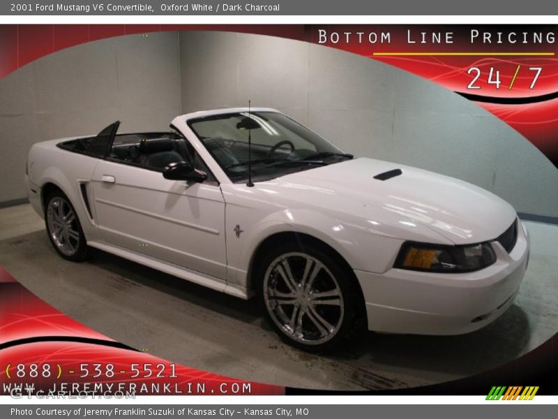 Oxford White / Dark Charcoal 2001 Ford Mustang V6 Convertible