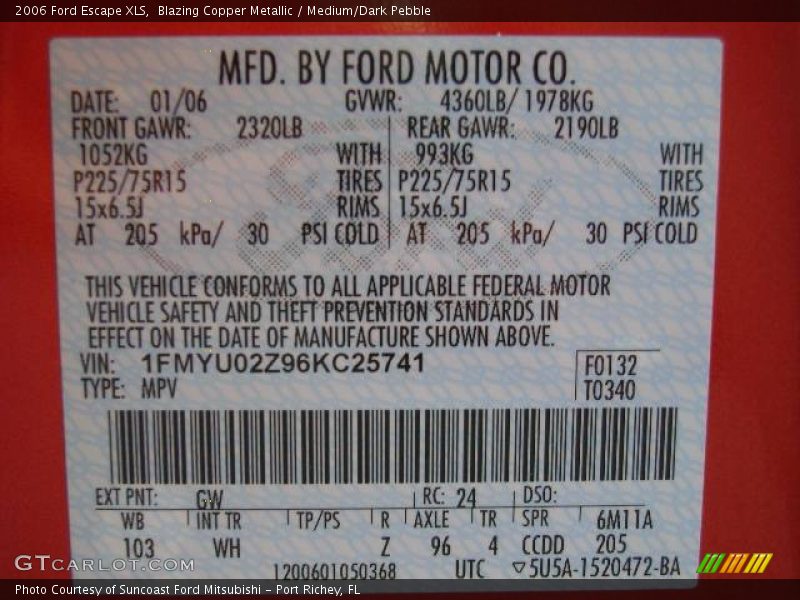 Blazing Copper Metallic / Medium/Dark Pebble 2006 Ford Escape XLS