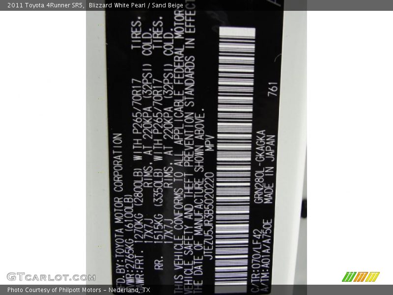 Blizzard White Pearl / Sand Beige 2011 Toyota 4Runner SR5