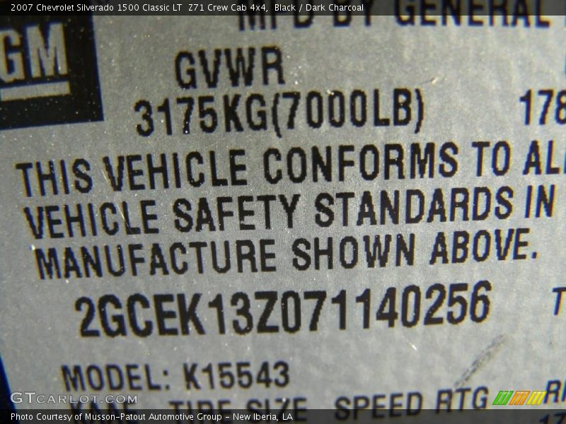 Black / Dark Charcoal 2007 Chevrolet Silverado 1500 Classic LT  Z71 Crew Cab 4x4
