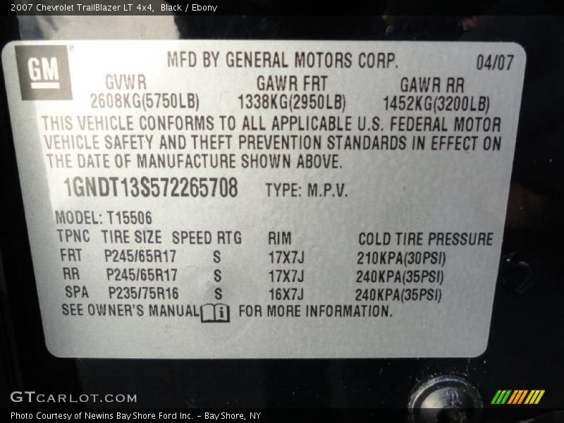Black / Ebony 2007 Chevrolet TrailBlazer LT 4x4