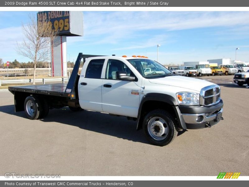  2009 Ram 4500 SLT Crew Cab 4x4 Flat Bed Stake Truck Bright White
