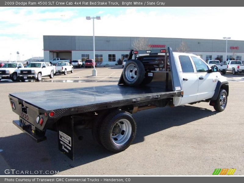 Bright White / Slate Gray 2009 Dodge Ram 4500 SLT Crew Cab 4x4 Flat Bed Stake Truck