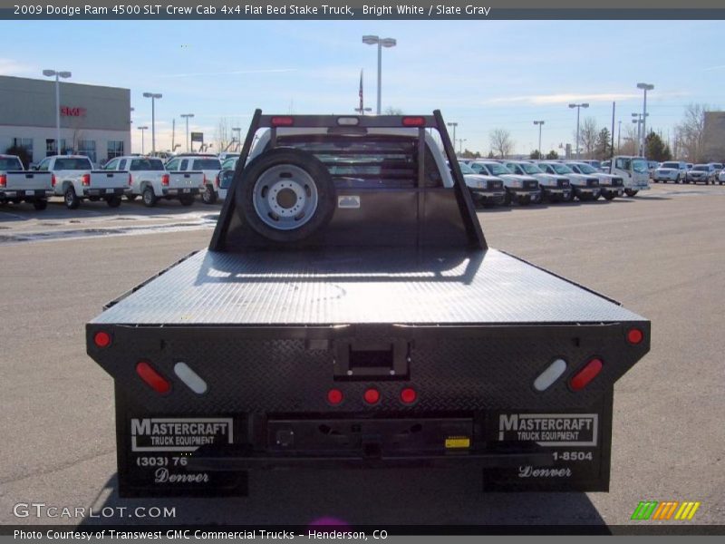 Bright White / Slate Gray 2009 Dodge Ram 4500 SLT Crew Cab 4x4 Flat Bed Stake Truck