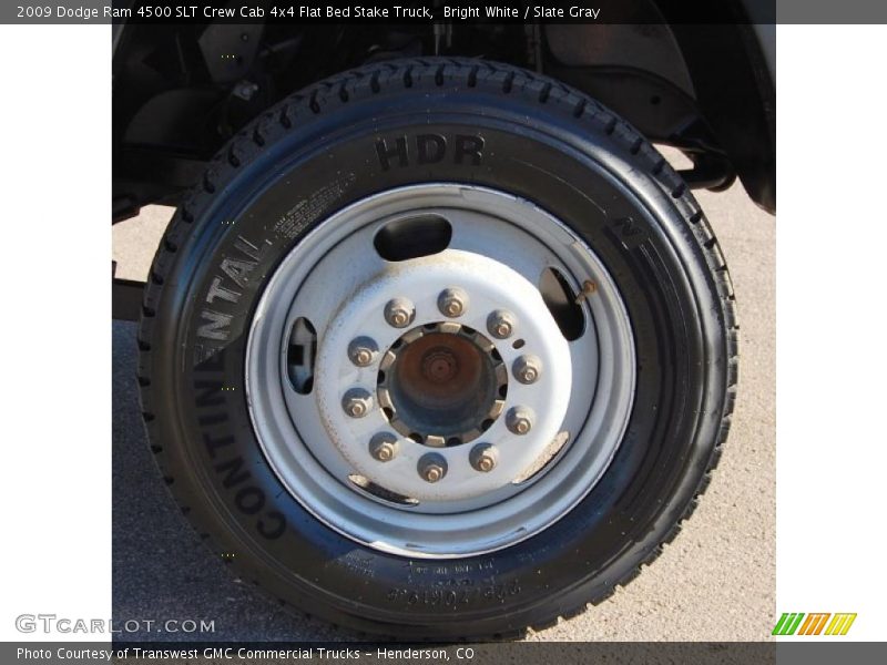 Bright White / Slate Gray 2009 Dodge Ram 4500 SLT Crew Cab 4x4 Flat Bed Stake Truck