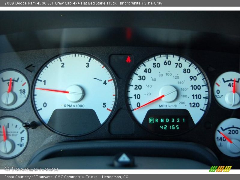  2009 Ram 4500 SLT Crew Cab 4x4 Flat Bed Stake Truck SLT Crew Cab 4x4 Flat Bed Stake Truck Gauges