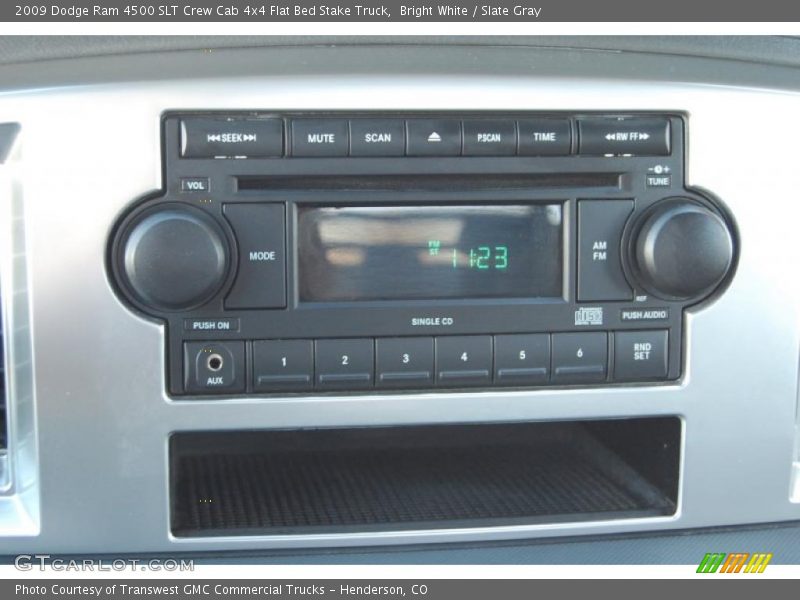 Bright White / Slate Gray 2009 Dodge Ram 4500 SLT Crew Cab 4x4 Flat Bed Stake Truck