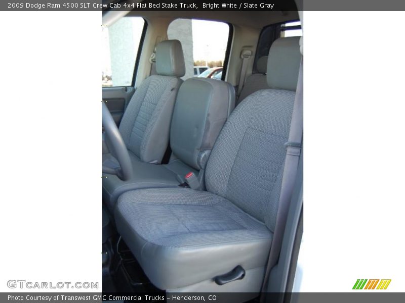 Bright White / Slate Gray 2009 Dodge Ram 4500 SLT Crew Cab 4x4 Flat Bed Stake Truck