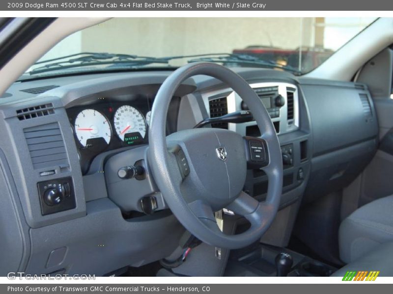  2009 Ram 4500 SLT Crew Cab 4x4 Flat Bed Stake Truck Slate Gray Interior