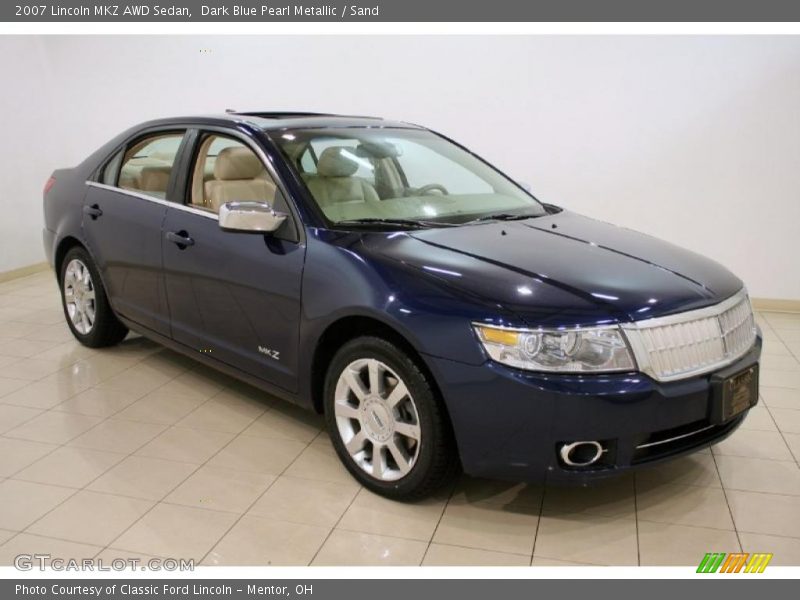 Dark Blue Pearl Metallic / Sand 2007 Lincoln MKZ AWD Sedan