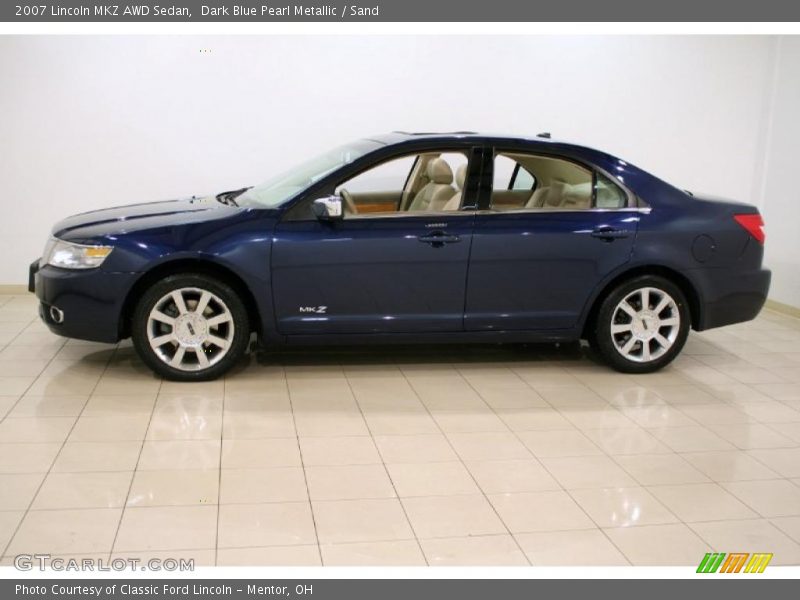 Dark Blue Pearl Metallic / Sand 2007 Lincoln MKZ AWD Sedan